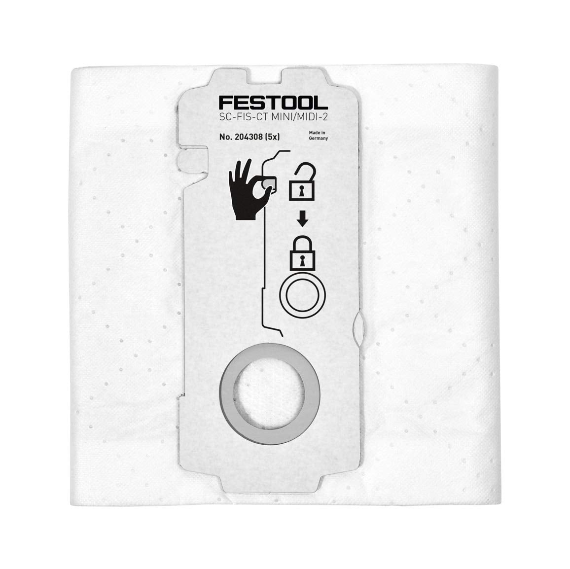Festool CT Mini filter bags with self-clean volume design for efficient dust collection.