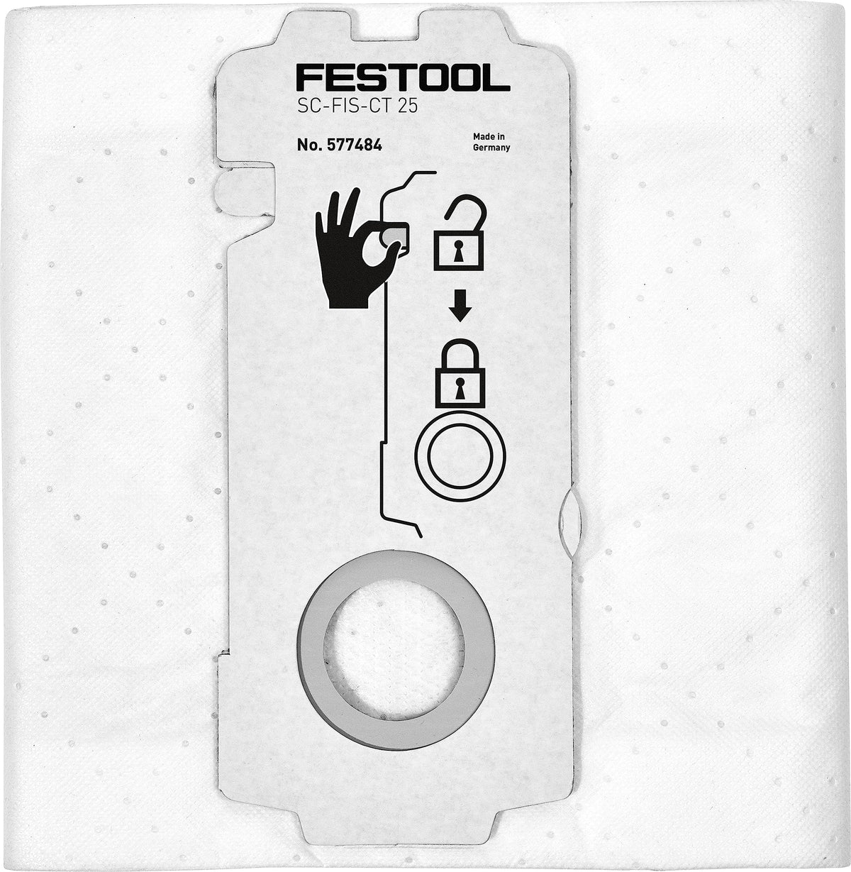 Festool CT 25 SelfClean filter bag five-pack for steady suction and easy dust disposal.