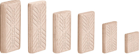 Festool Domino Beech tenons in 190-pack, neatly packaged for easy storage.