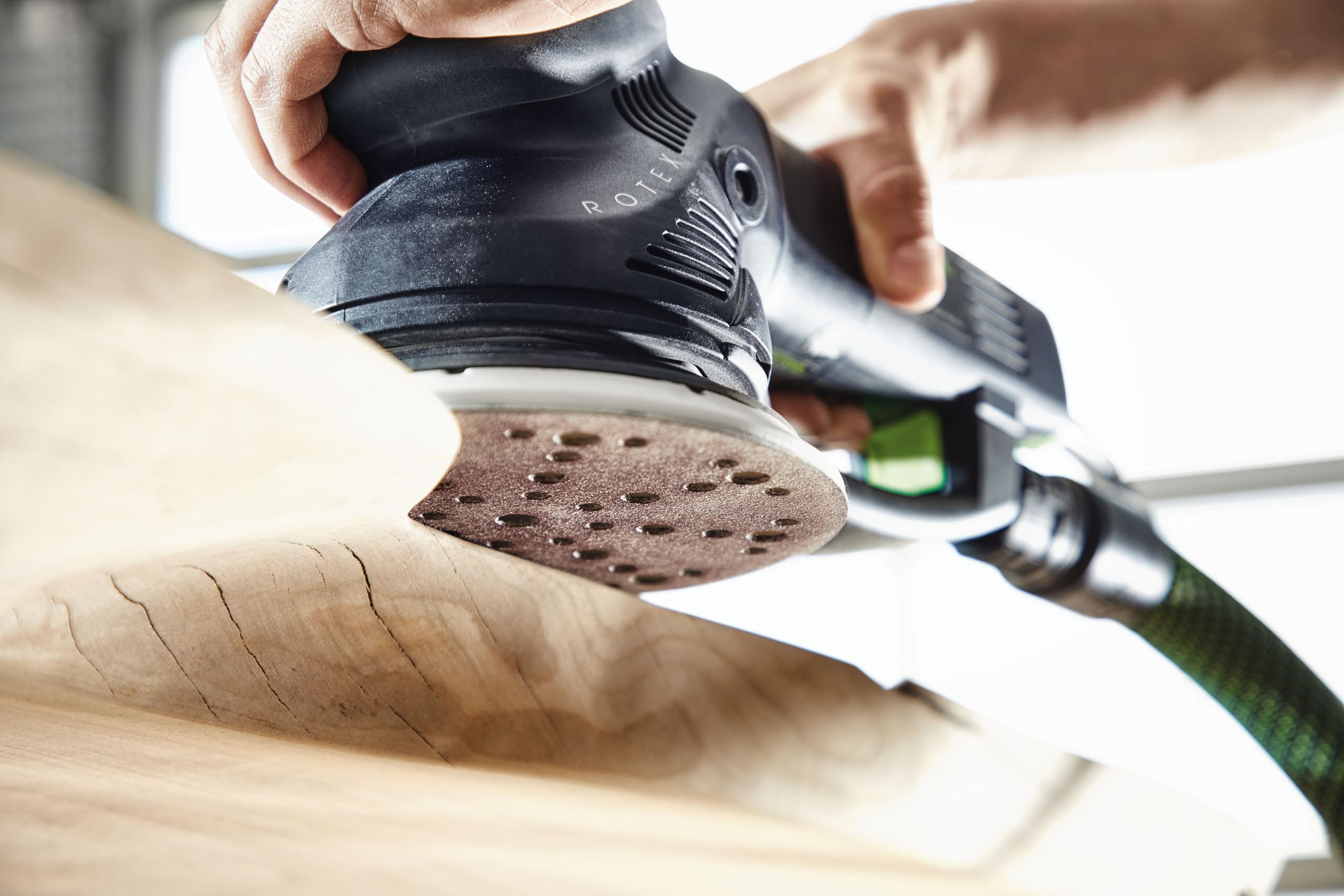 Festool Granat 80-grit disc delivers a consistent finish across materials.