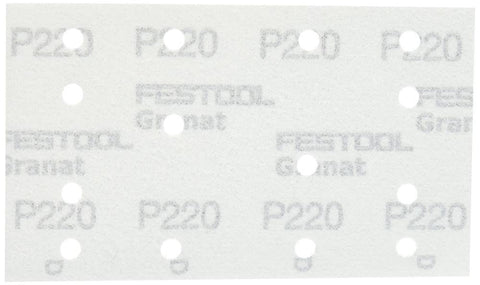 Festool Granat P220 rectangular sheet close-up showing durable grit.