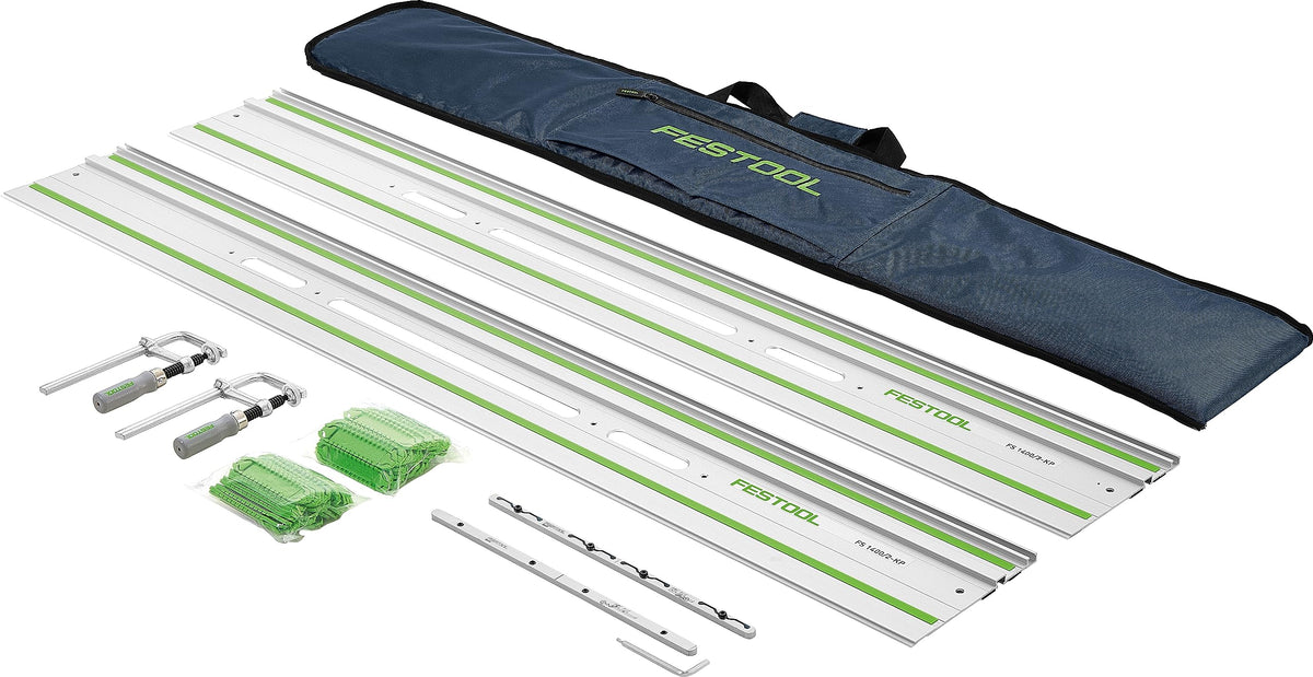 Festool FS 1400/2-KP guide rail for precise straight cuts on floors, walls, and benches.