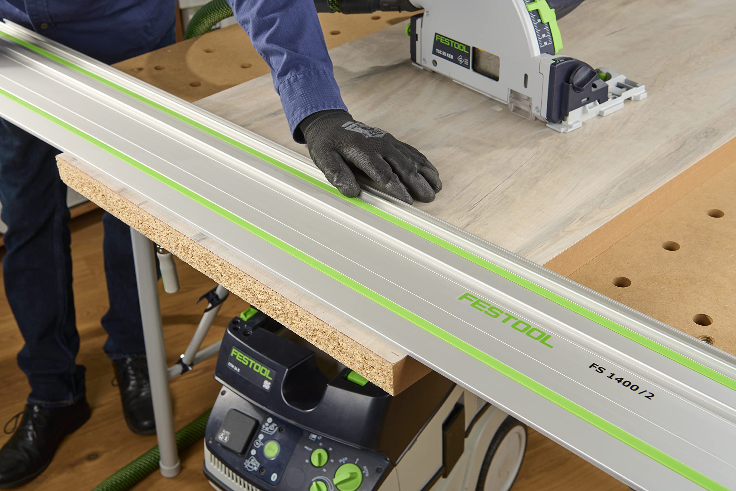Festool guide rail storage and transport for organized job sites