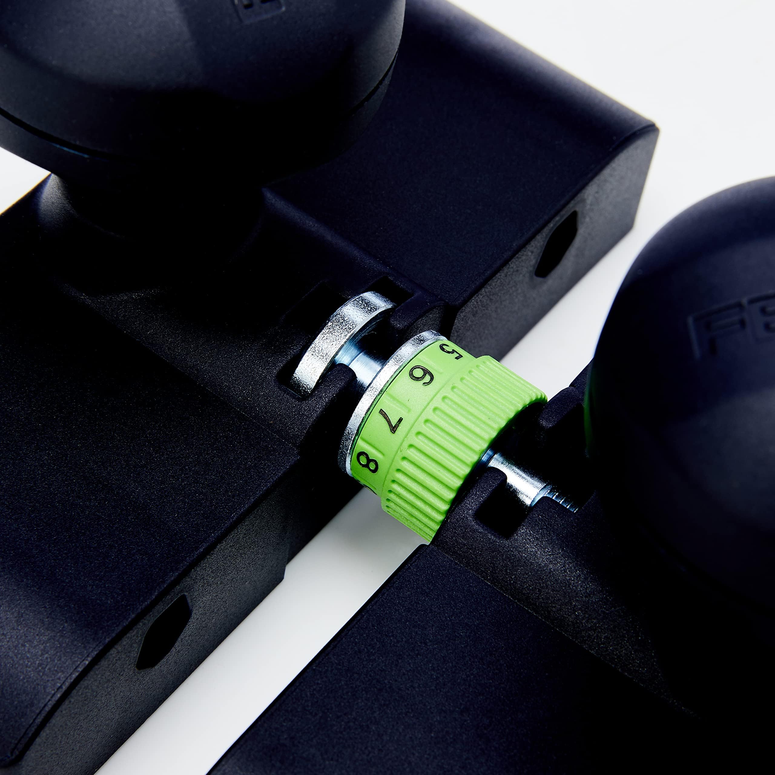 Festool guide stop with FS rails ensures precise routing along guide rails.