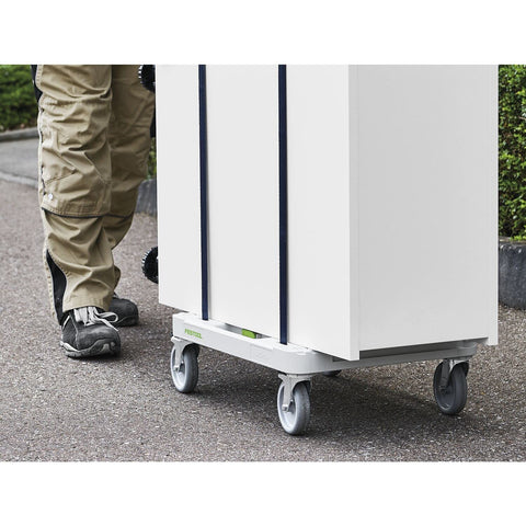 Festool Roll Board securing Systainer with central control for stable transport.
