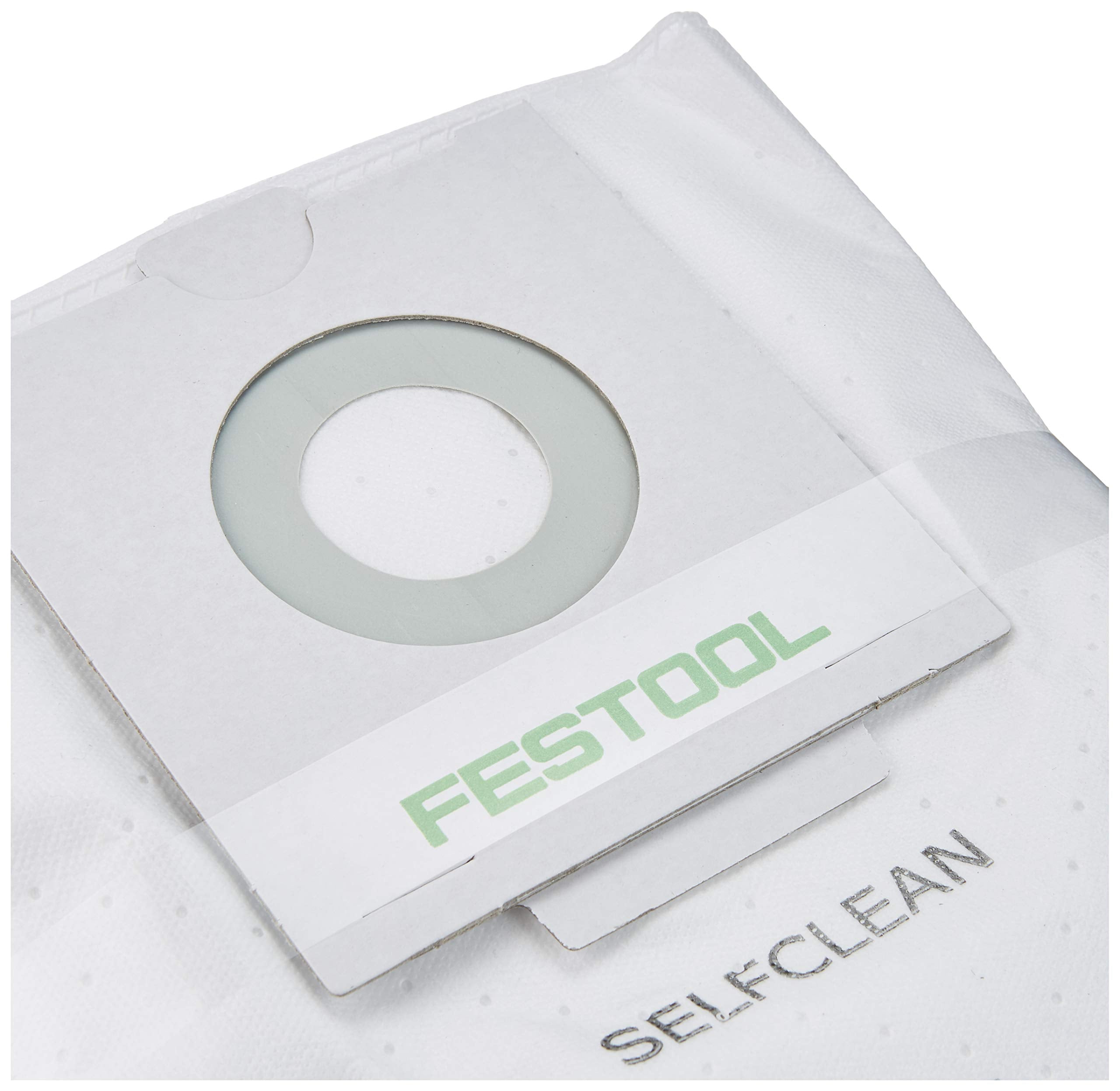 Festool CT 26 self-clean filter bag disposal closure prevents spills during bag replacement.