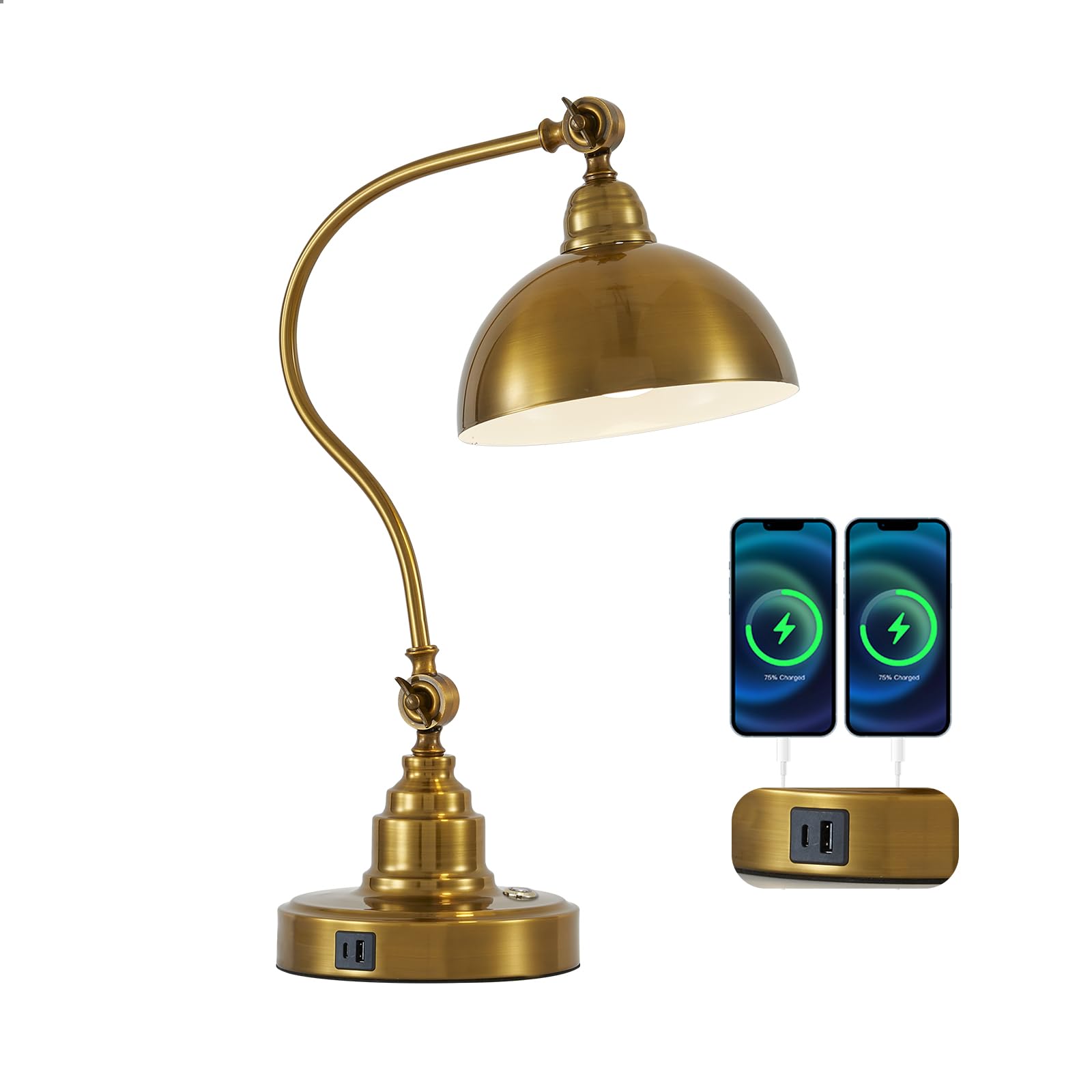 Fetason antique gold lamp base provides stable support for desks or nightstands