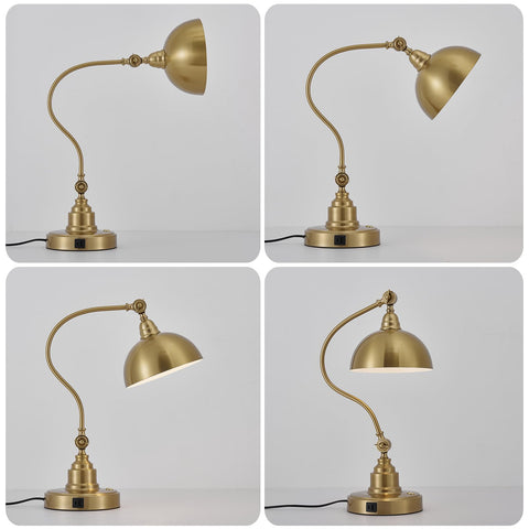 Fetason Vintage Brass Desk Lamp rotatable shade offers versatile illumination options.