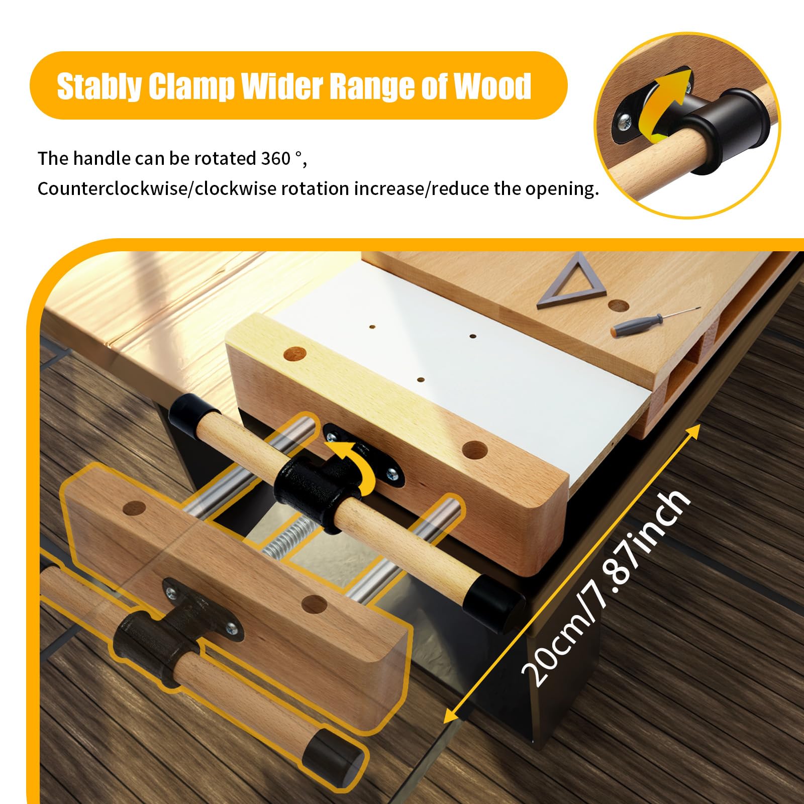 Chiseling and planing with Fetcoi vise shown on compact work surface