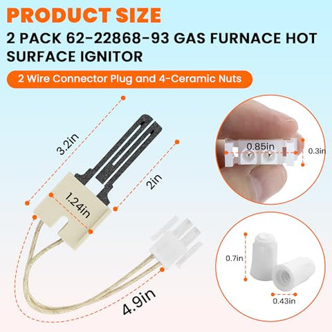 Fetechmate 62-22868-93 ignitor back view with secure connectors for easy wiring