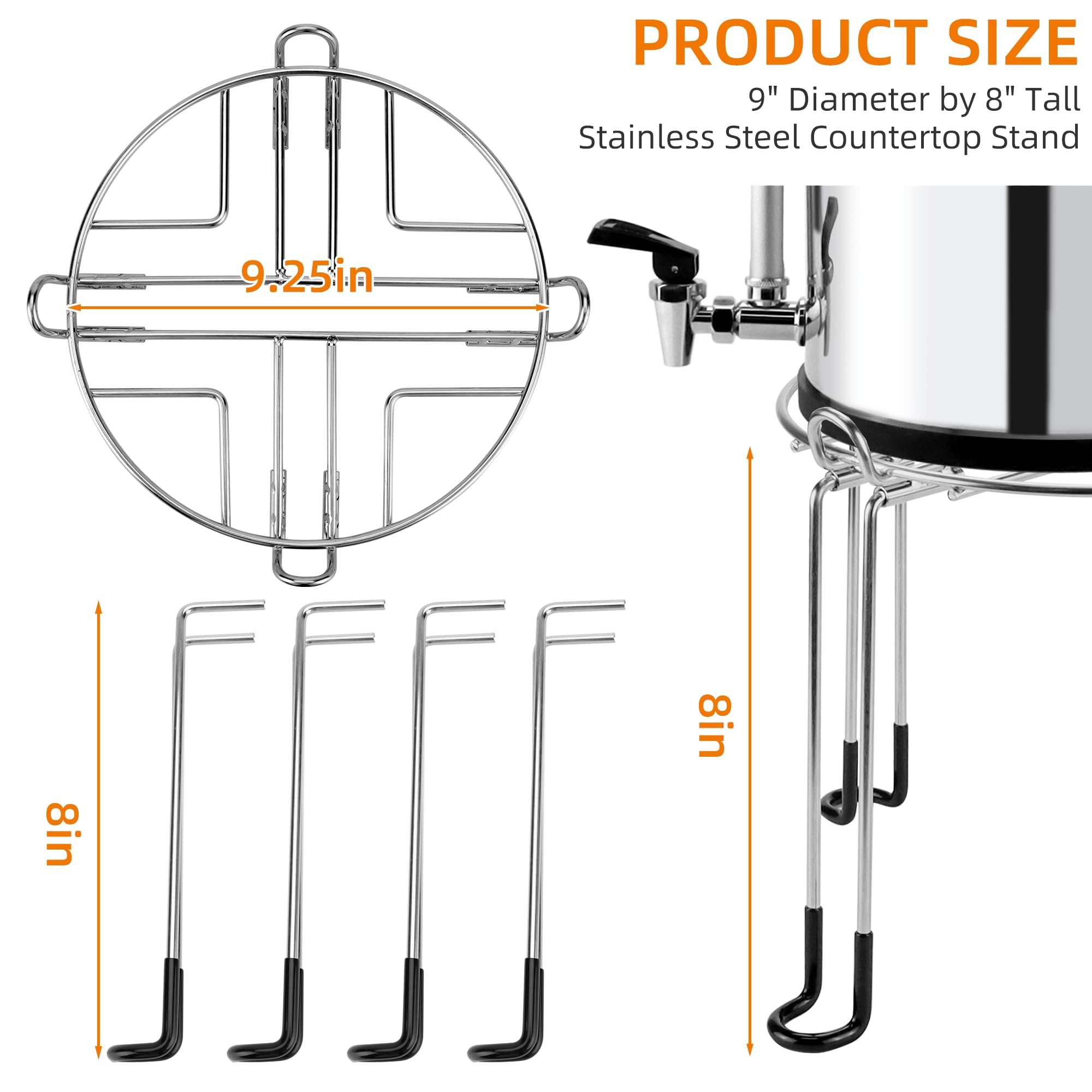 Fetechmate stand 8in height supports medium-size filters for versatile setups.