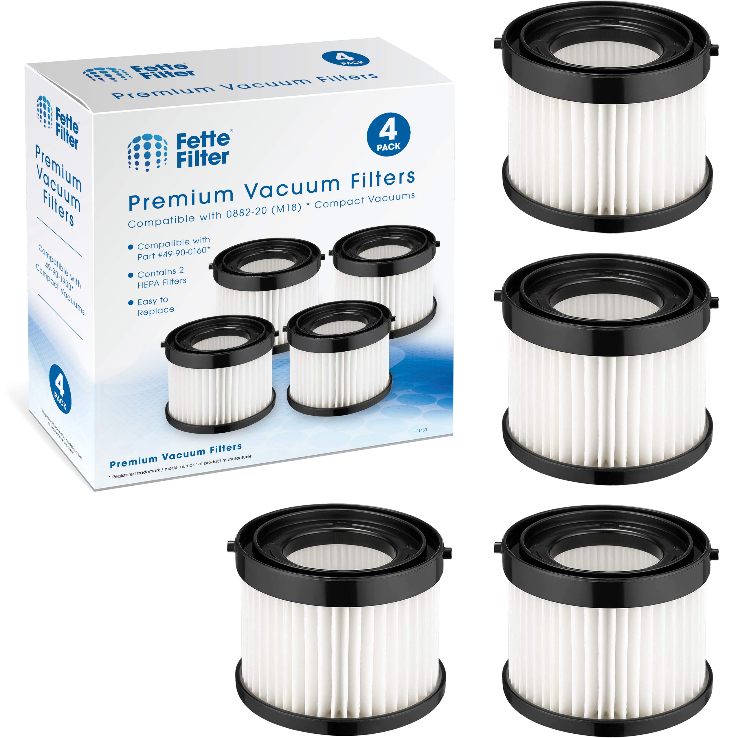 Fette Filter milwaukee 0882-20 compatible HEPA dry filter for strong suction.