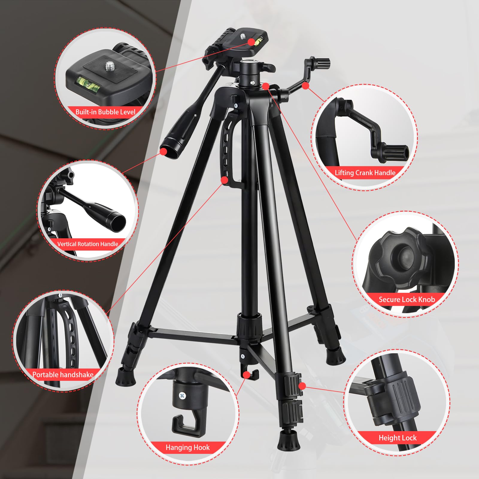 Fevbcnrj laser level tripod base with swivel lock for stable readings