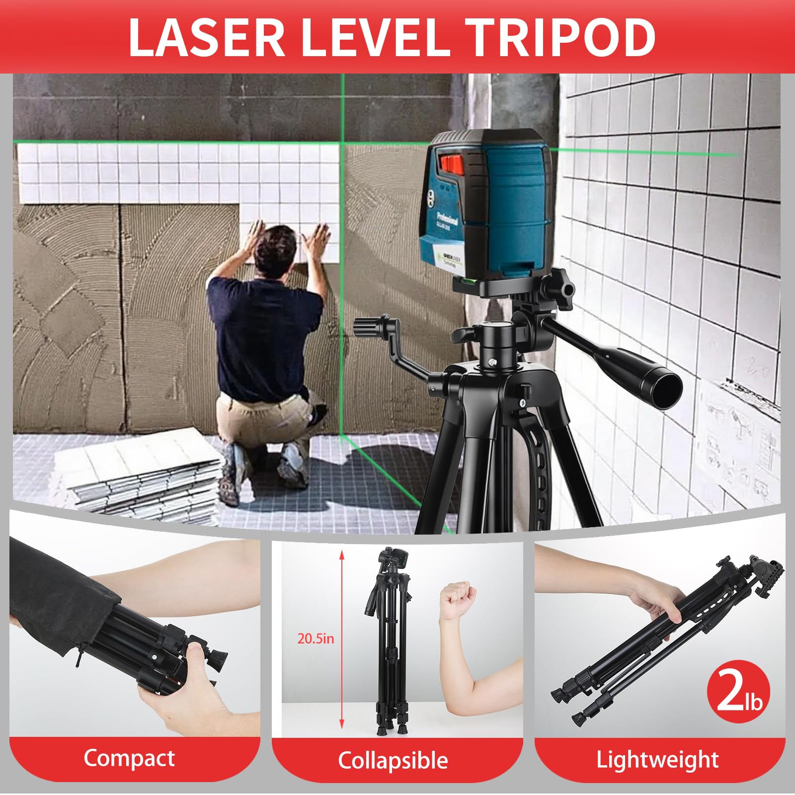 Fevbcnrj laser level tripod height-adjustable for versatile placement