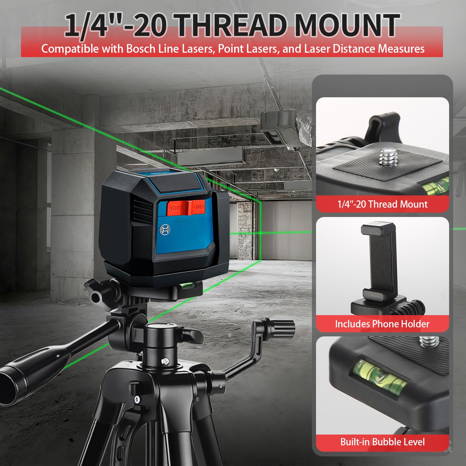 Fevbcnrj laser level tripod in lightweight aluminum for easy transport