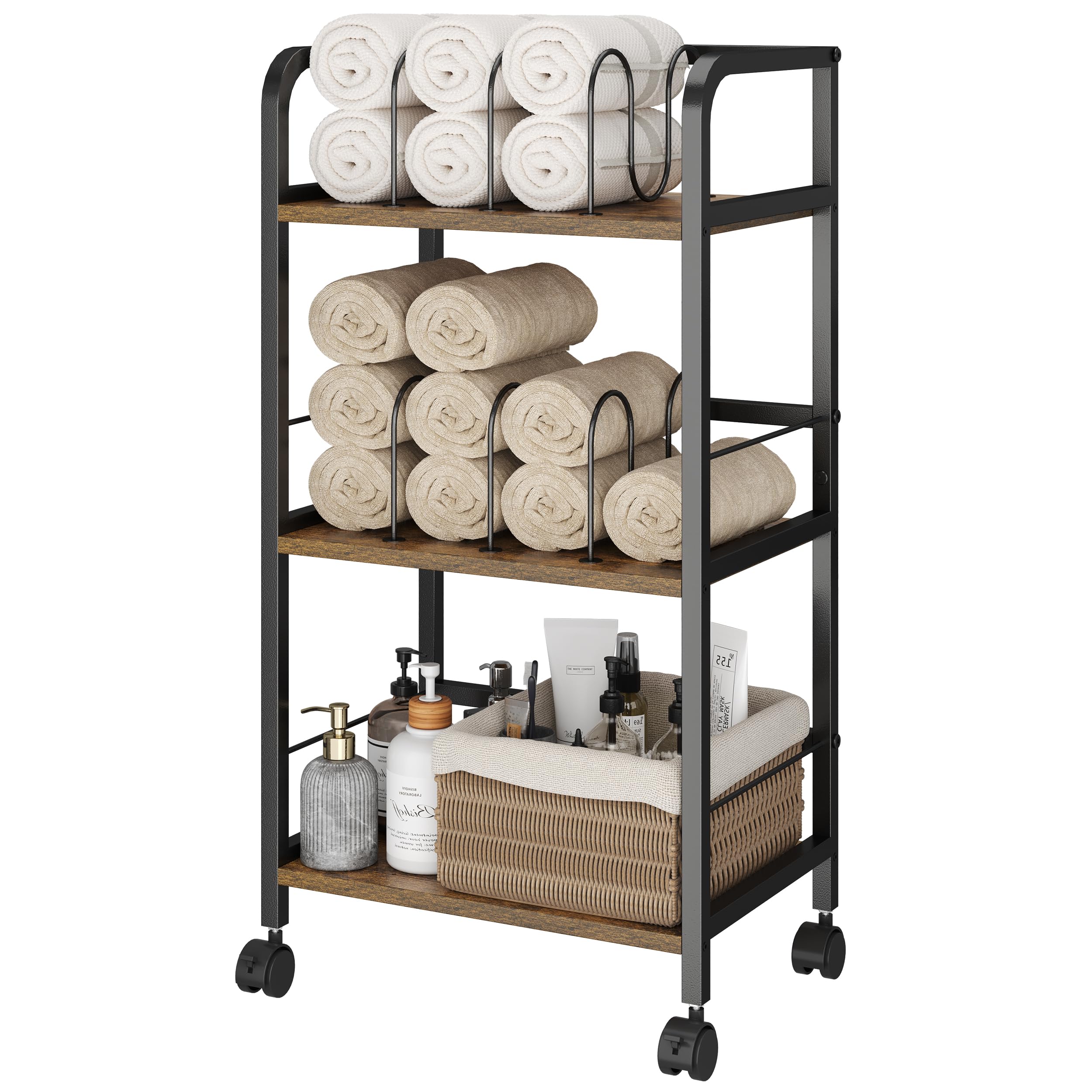 Feyejade bathroom organizer on wheels ready for cleaning and rearrangement