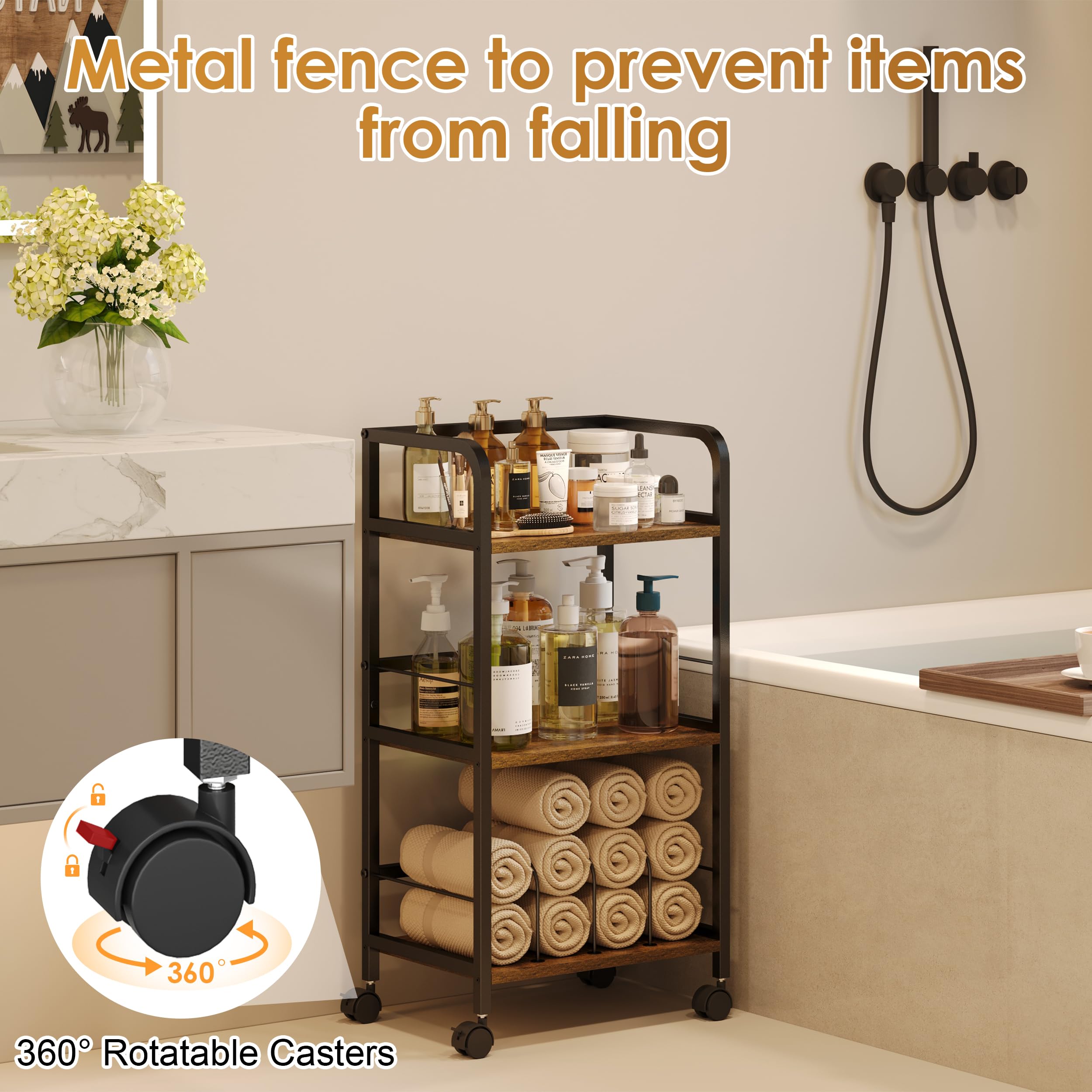 Feyejade multipurpose storage cart suitable for towels toiletries or laundry