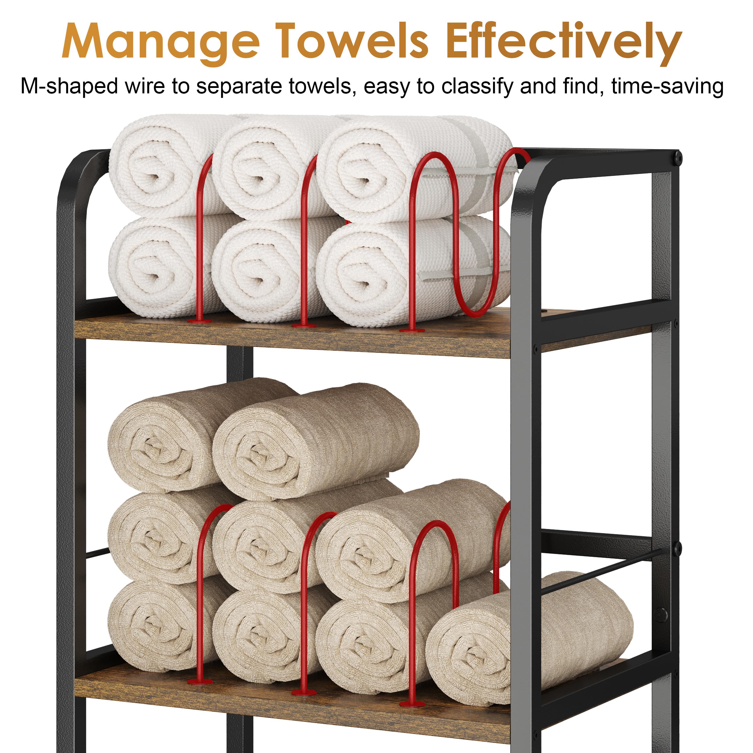 Feyejade towel rack removable dividers enabling flexible storage for towels
