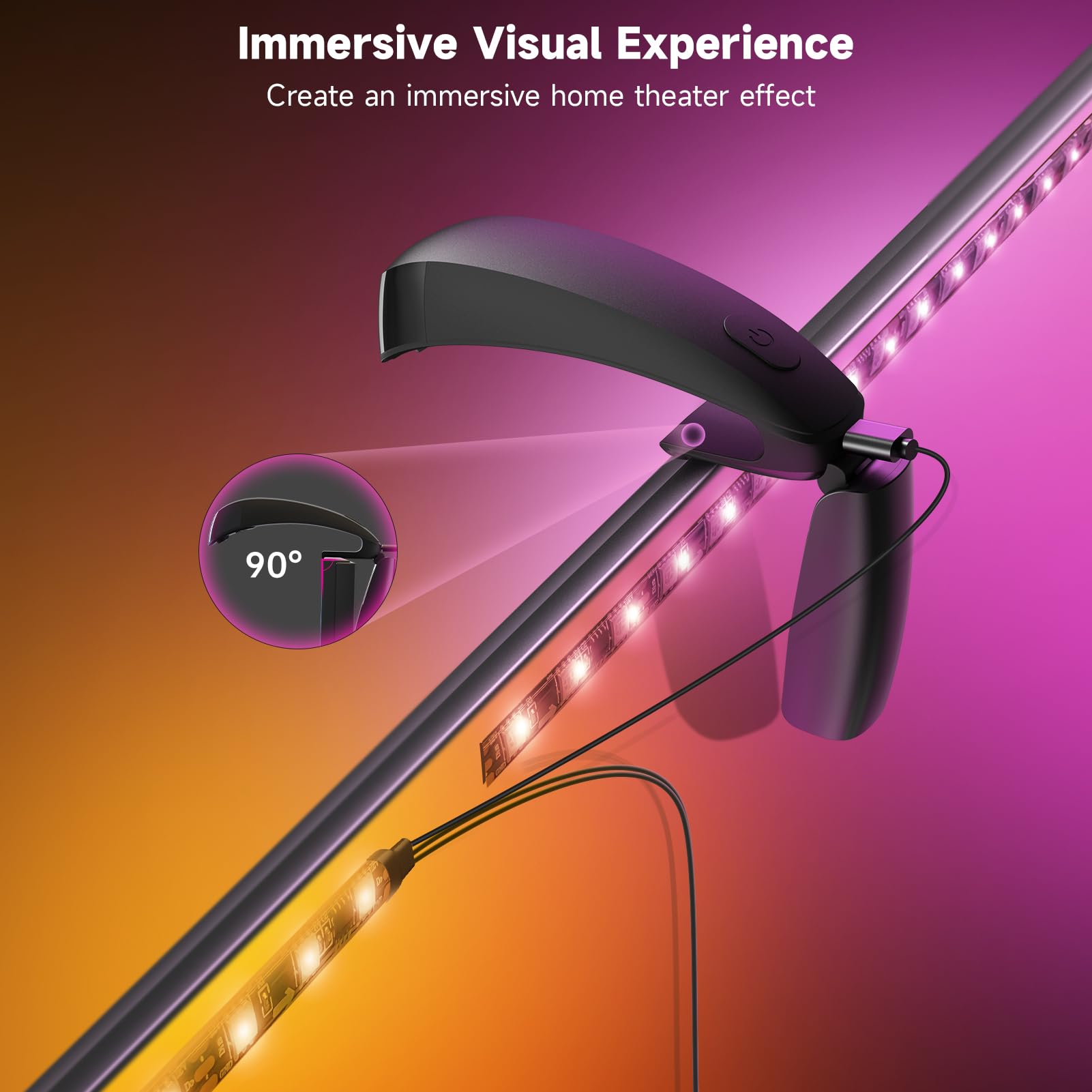 FFJ 21.3 ft length evenly covers 90–100 inch TVs for uniform glow.