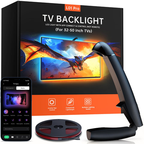 FFJ TV backlight sensor clips to top center, enables synchronized glow