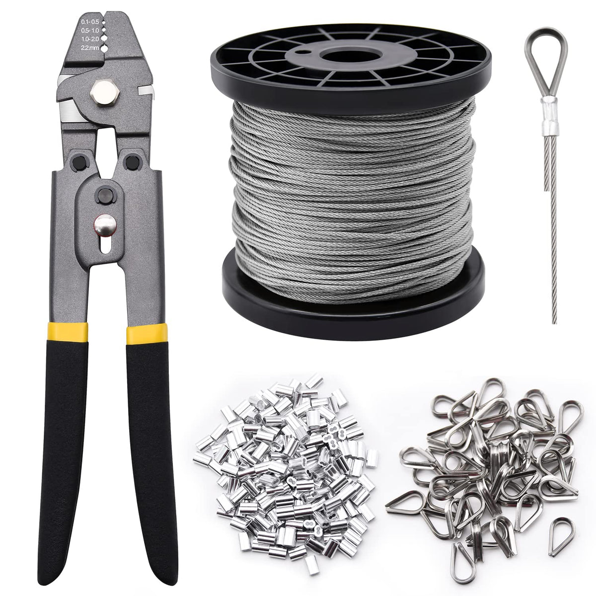 FGBNM 328ft wire rope crimping tool kit for railing projects