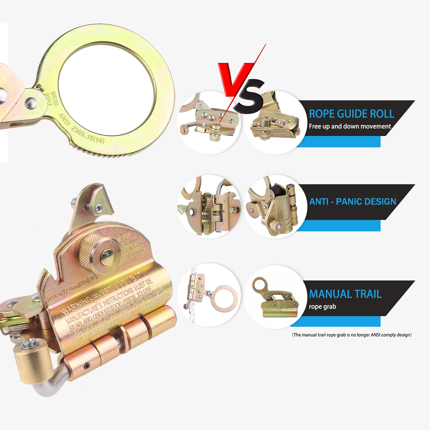 FHFallArrest ANSI and OSHA compliant rope grab for job site safety