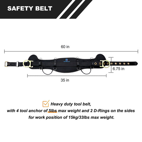 FHFallArrest adjustable waist with eight grommet holes and yellow buckle