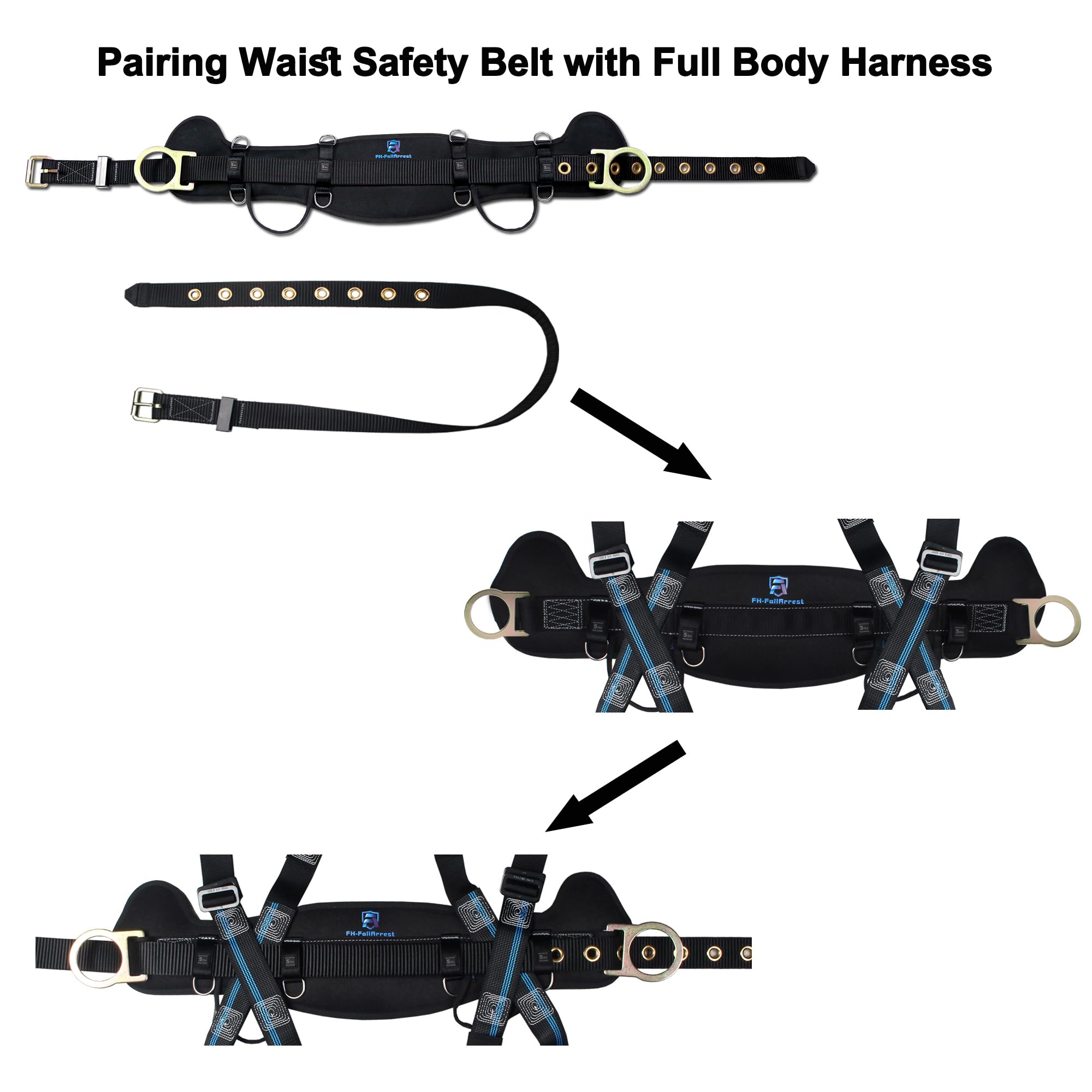 FHFallArrest side D-Rings provide stable work positioning