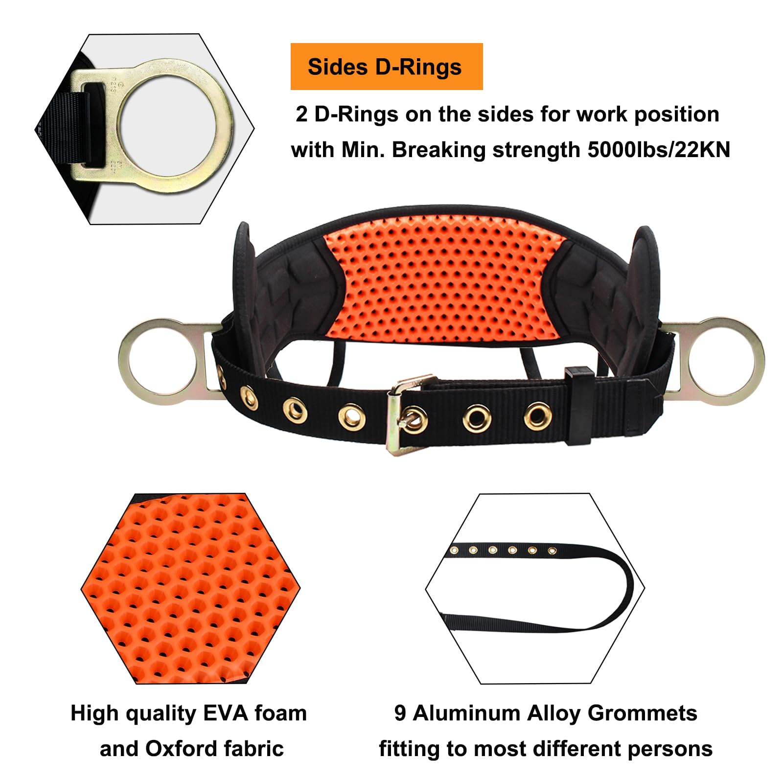 FHFallArrest ventable waist pad keeps wearer dry and comfortable