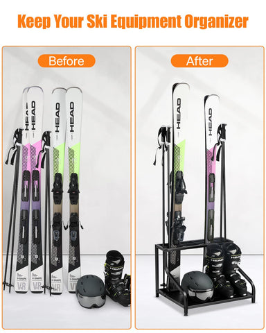 FHXZH ski storage rack freestanding design prevents wall damage.
