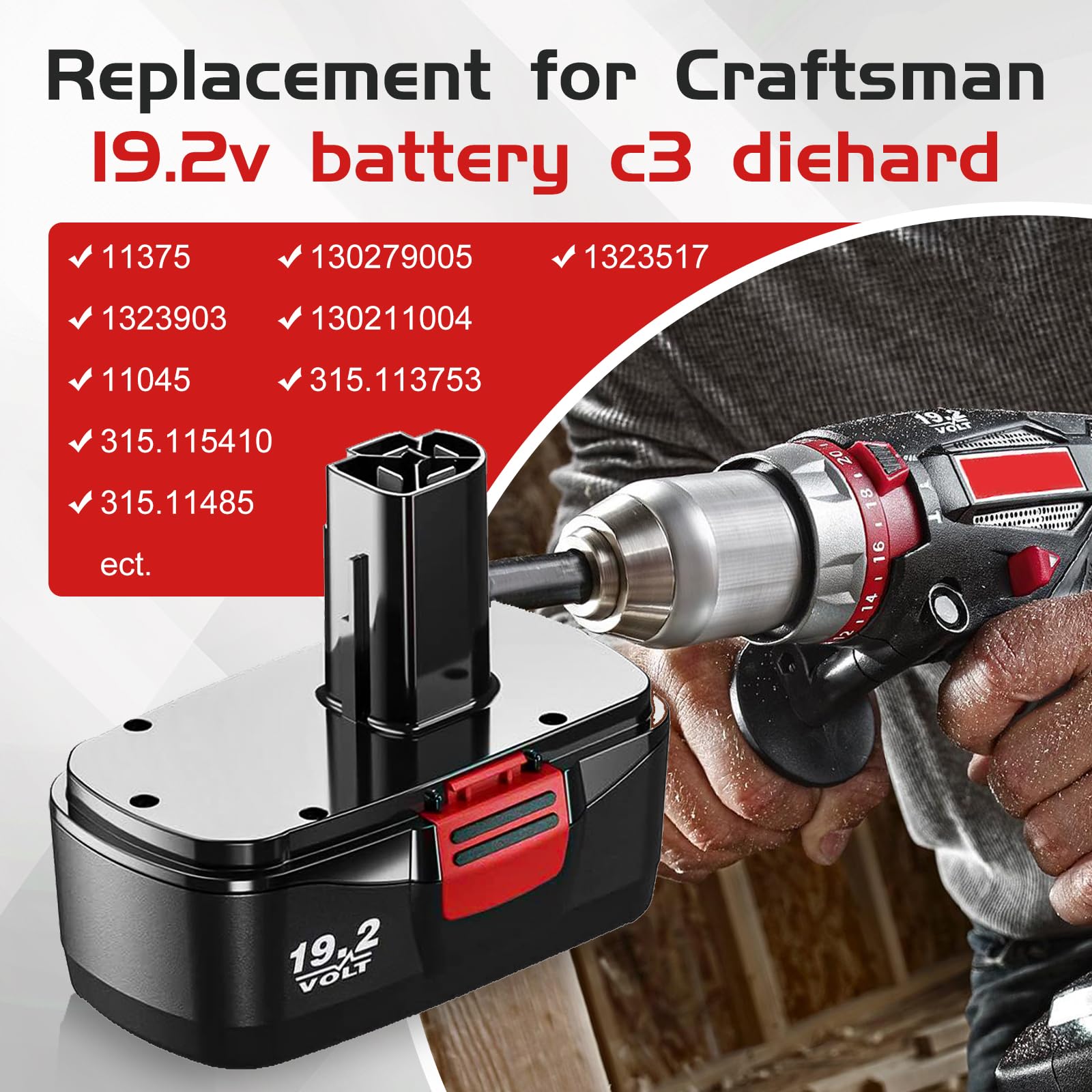 Fhybat Diehard C3 19.2V battery mounted on a Craftsman tool for reliable power.