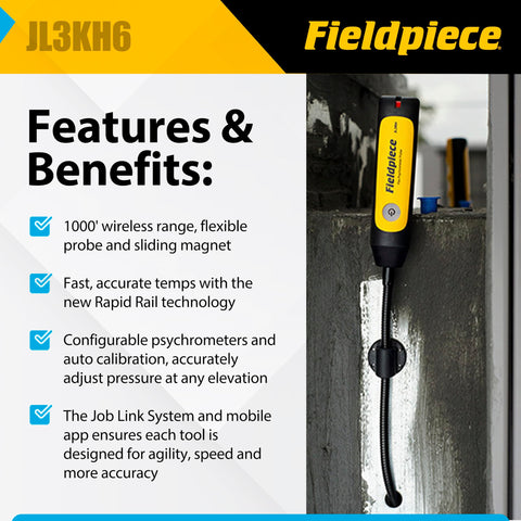 Fieldpiece rapid rail technology close-up for stable readings.