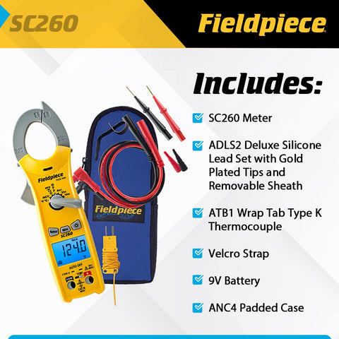 Fieldpiece SC260 swivel magnet enables hands-free measurements.