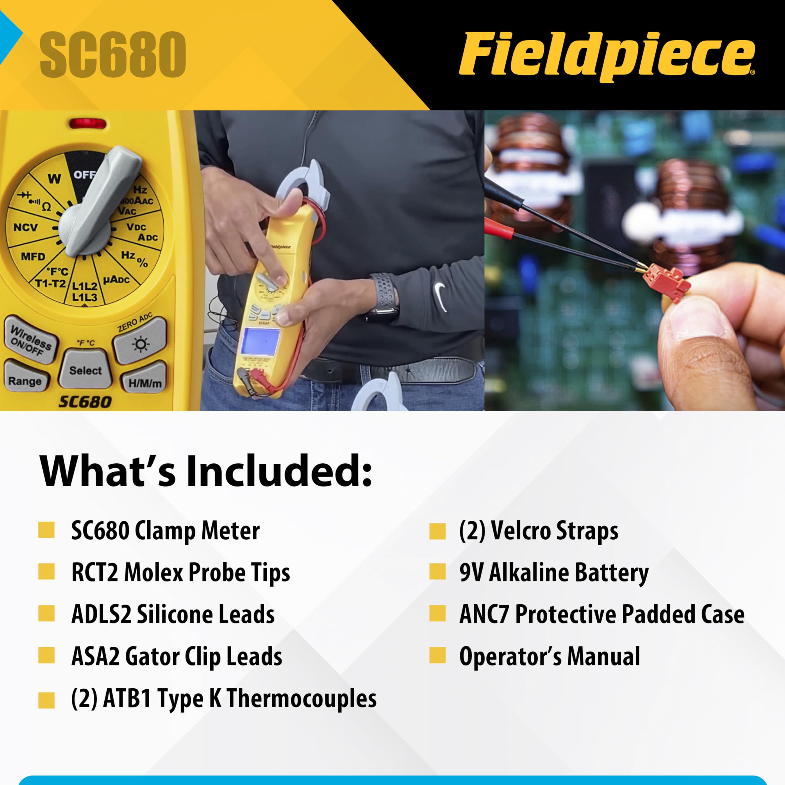 Fieldpiece SC680 Job Link app connection enables wireless documentation on-site.