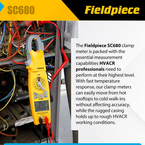 Fieldpiece SC680 built-in LED illuminates the work area during testing.
