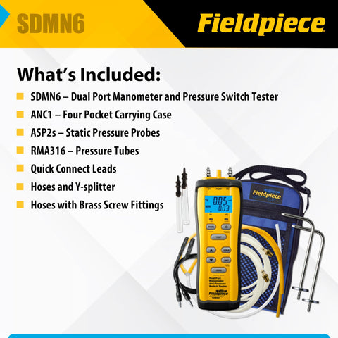 Fieldpiece SDMN6 magnetic hanger keeps the device steady during tests.