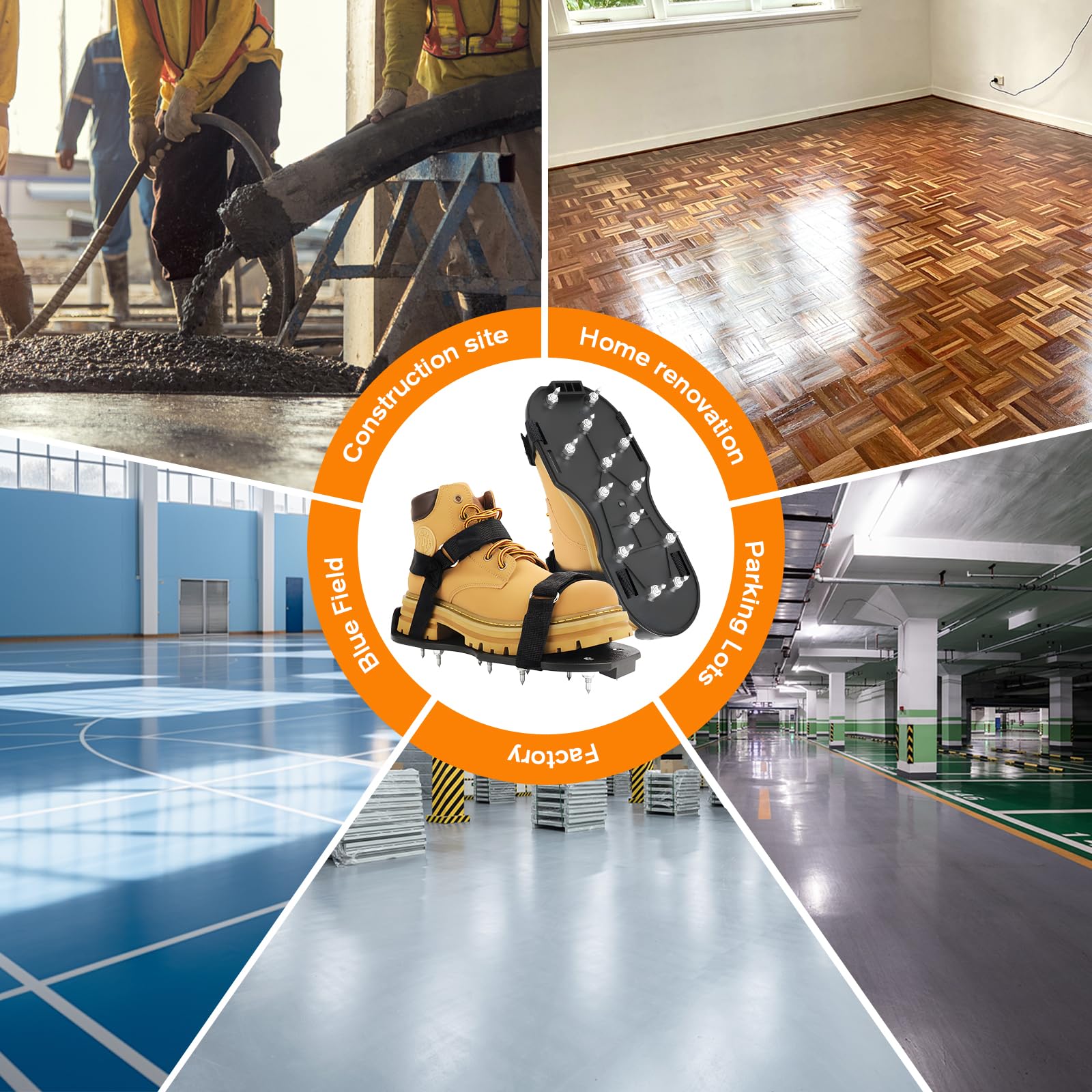 FIETODK epoxy spike shoes protect floors and prevent footprints.