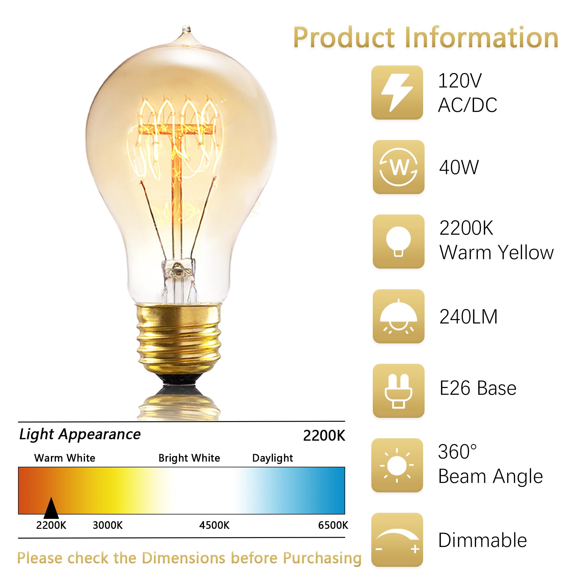 Figame 40W Edison bulb dimmable for cozy dining and living spaces.