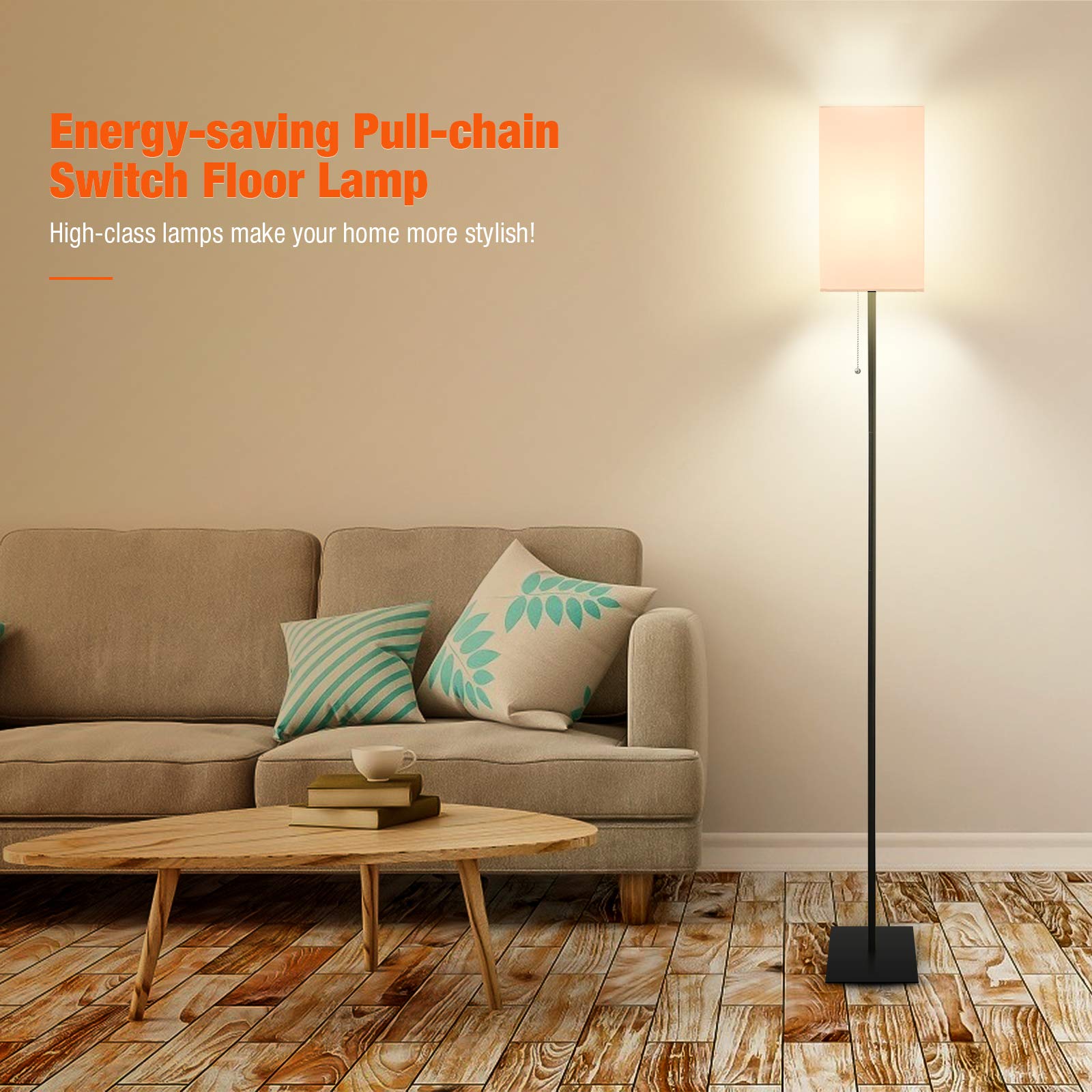 FIGDIFOR floor lamp shade linen softens light for cozy evenings.