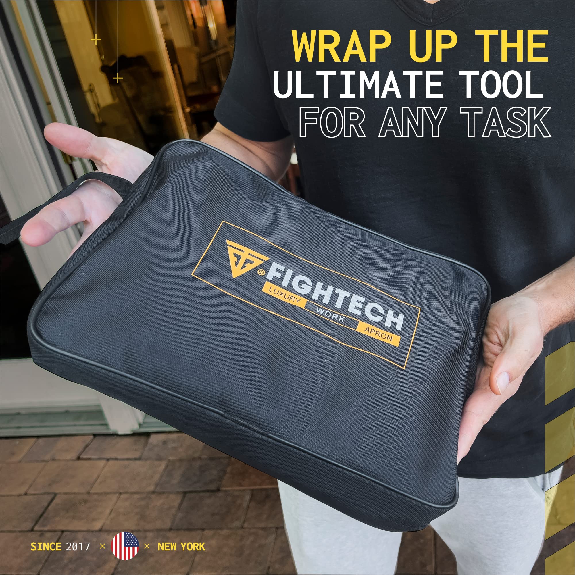 FIGHTECH Leather Welding Apron flap pockets for secure small tools