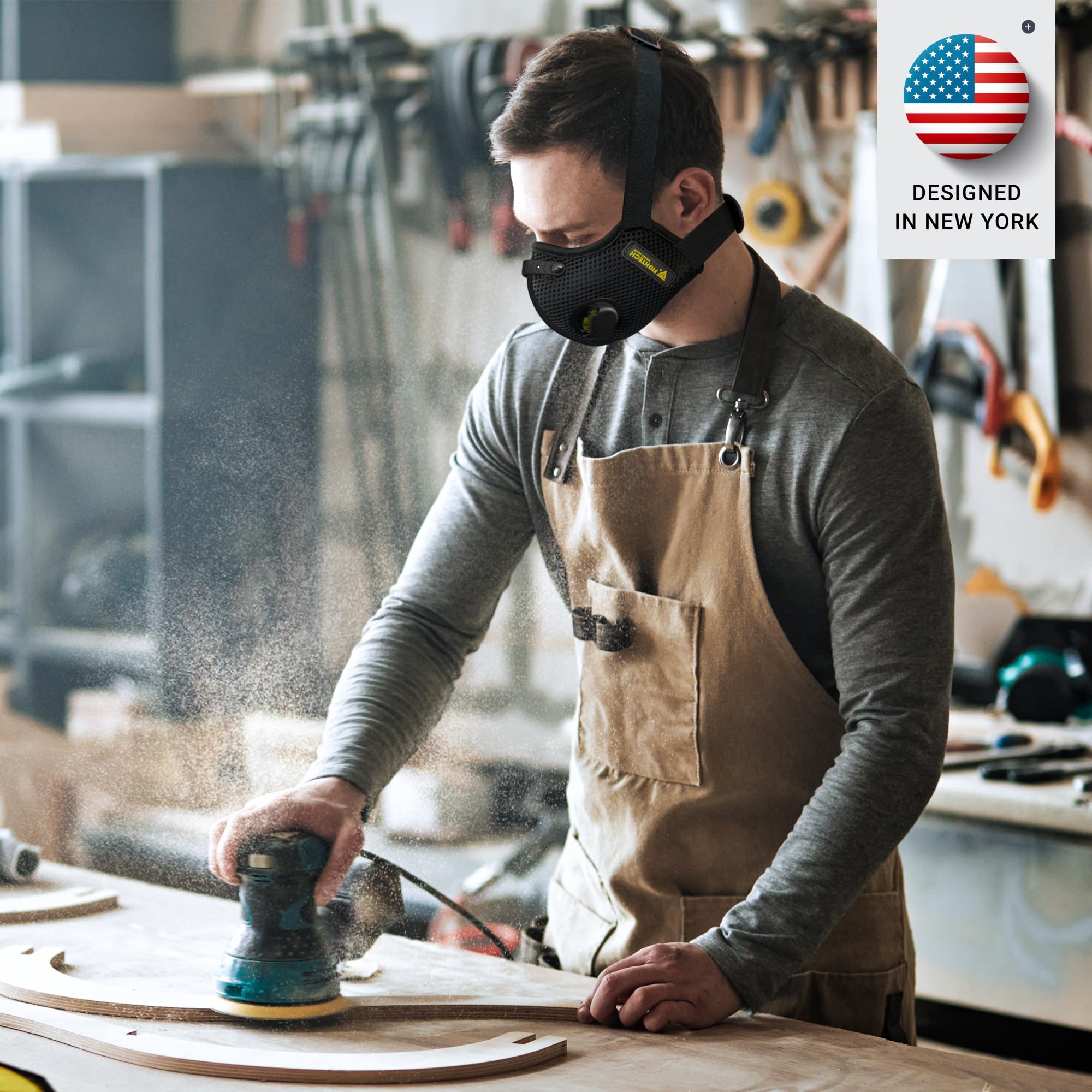 FIGHTECH woodshop mask uses elastic materials for comfortable wear
