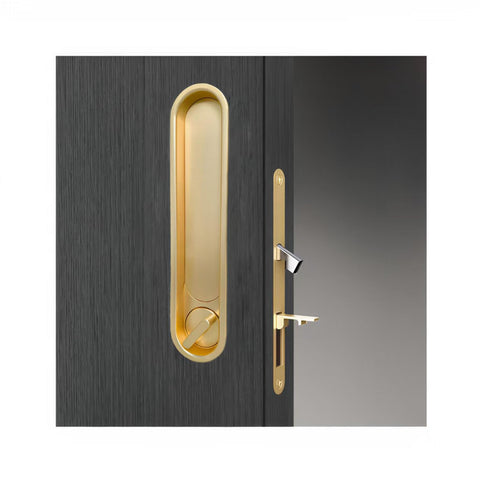 Fihatokus pocket door hardware gold lock pull for discreet interior privacy.