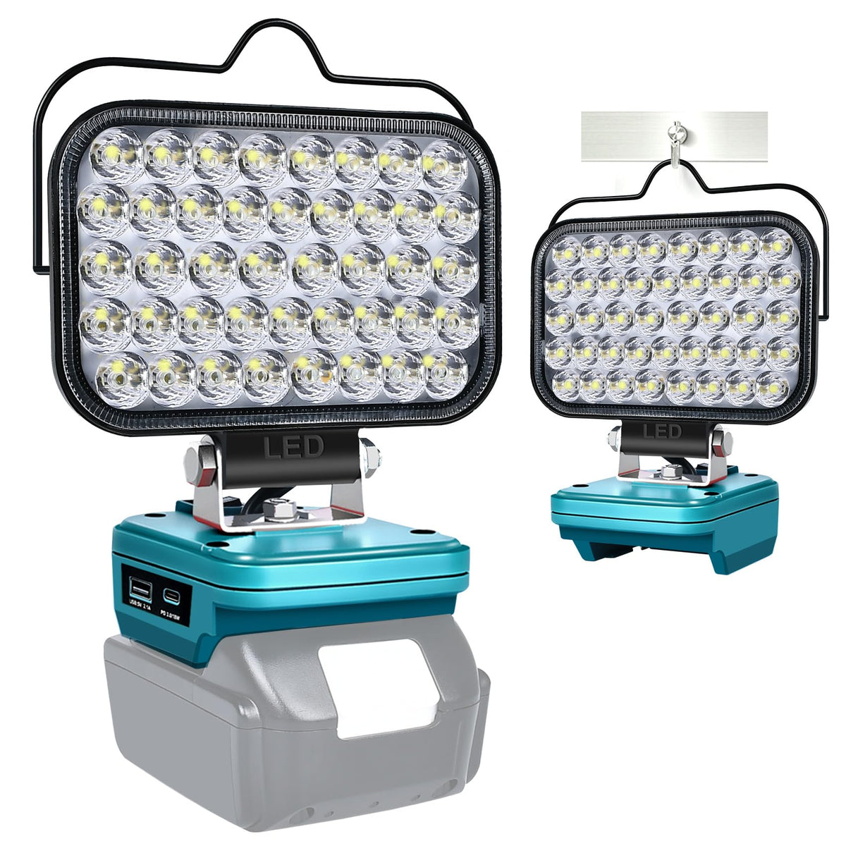 Fiihio cordless LED work light with Makita 18V compatibility for outdoors