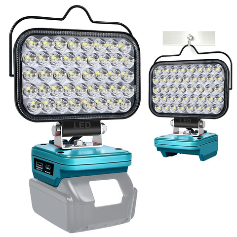 Fiihio cordless LED work light with Makita 18V compatibility for outdoors