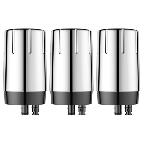 Fil-Fresh 3-pack Brita faucet filters in chrome finish for fresher water.