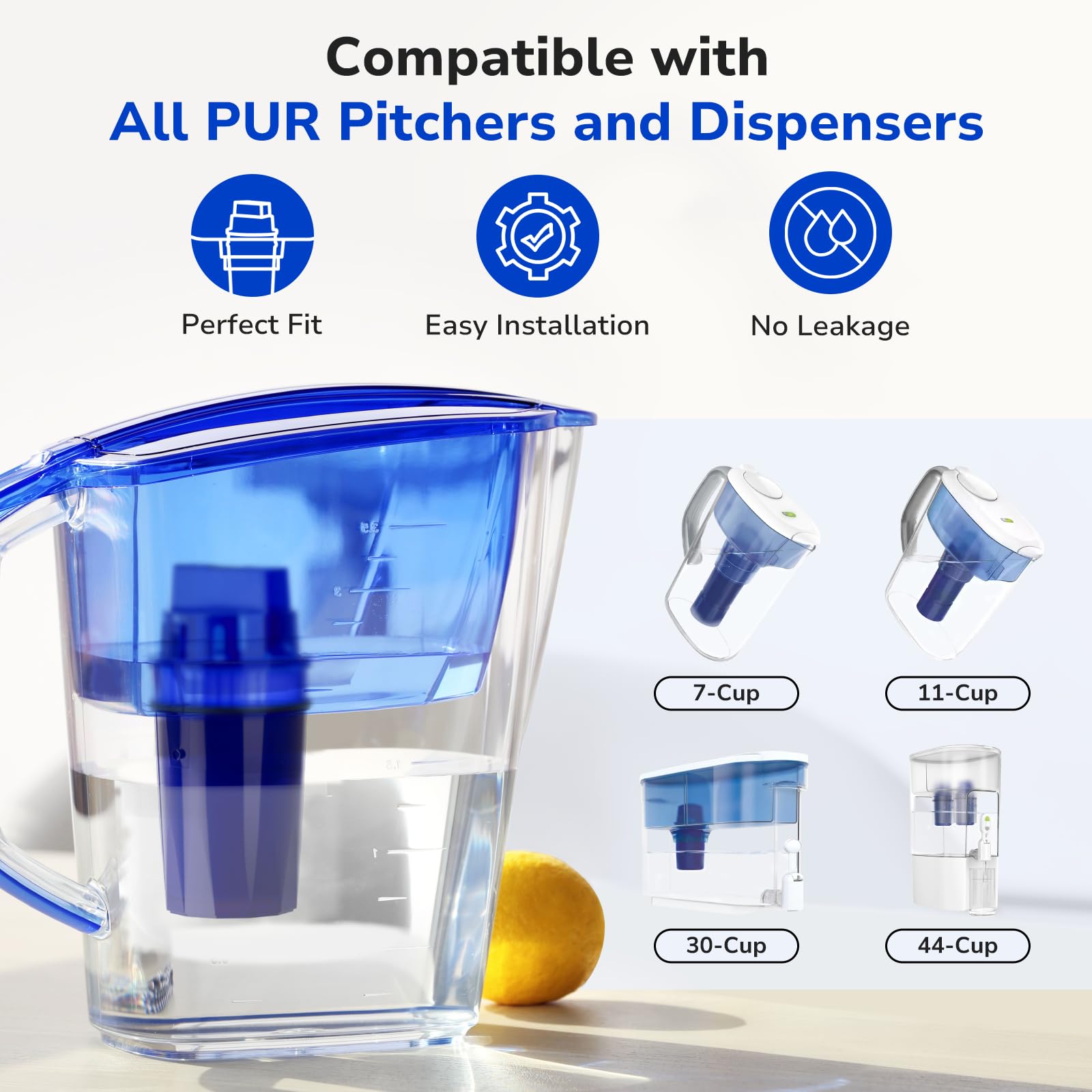 Fil-Fresh compatibility guide showing broad PUR/PURPlus pitcher compatibility