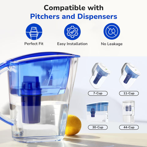 Fil-Fresh PURWater six-pack packaging-insert highlights compatibility with common PUR pitchers