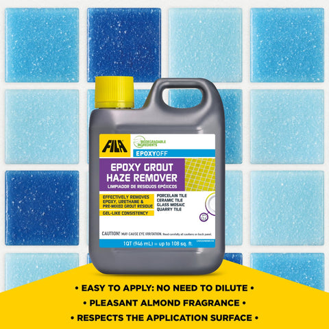 Gel-like EpoxyOFF clings to grout lines during treatment.