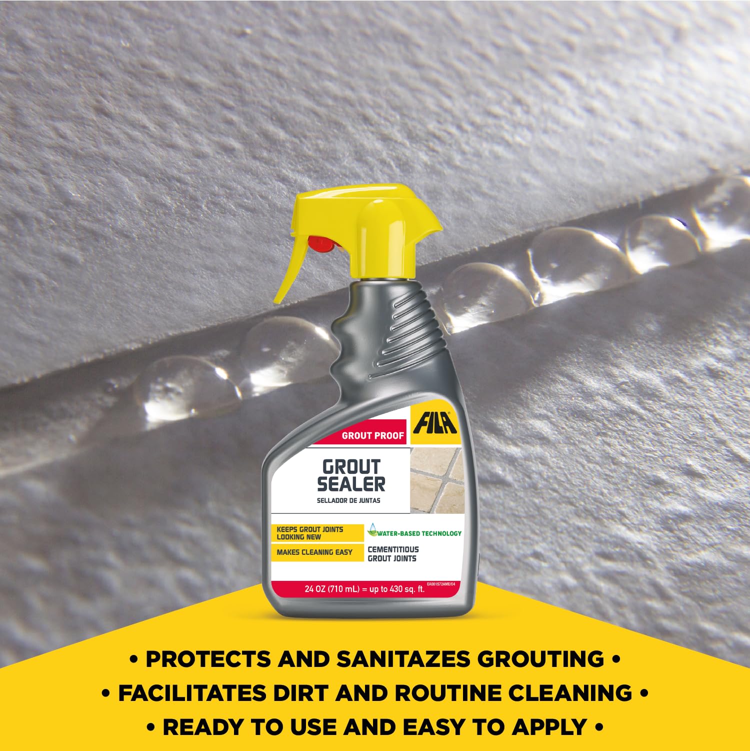 Sealed grout joints look refreshed after applying FILA GroutProof