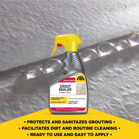 Sealed grout joints look refreshed after applying FILA GroutProof